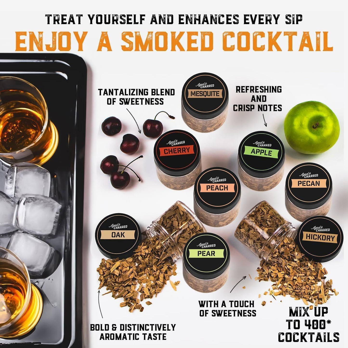 Kit Premium Smoke Lid - Tapa para ahumar cócteles en caja de madera