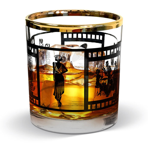 Lead-free crystalline vintage rocks glass
