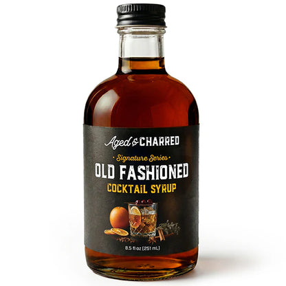 Bottle of Old Fashioned Cocktail Syrup on a white background