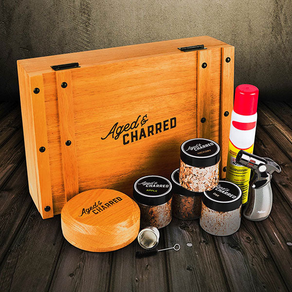 Kit Premium Smoke Lid - Tapa para ahumar cócteles en caja de madera