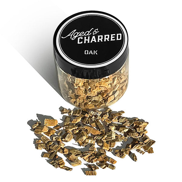 Container with oak wood chips