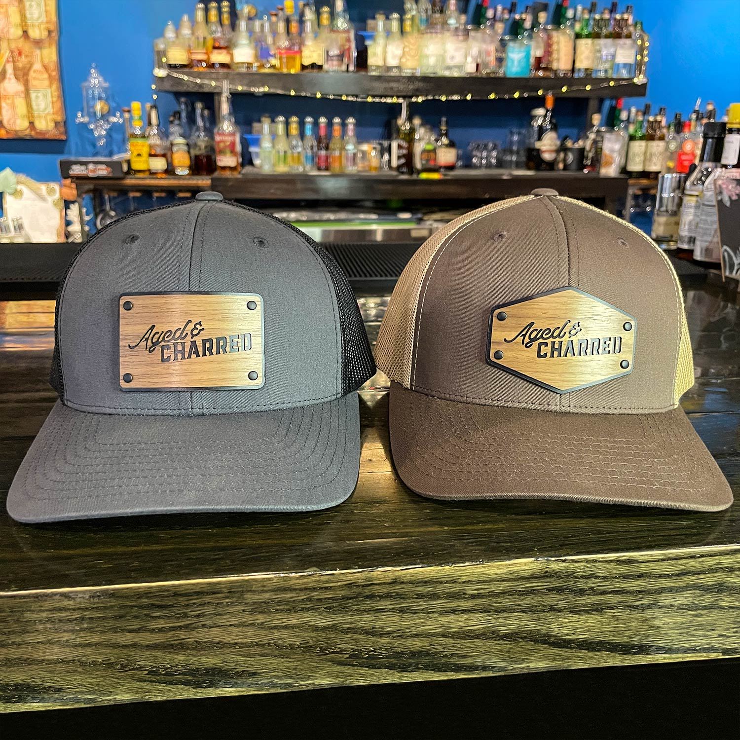 Snapback Trucker Hat With Walnut Wood Patch
