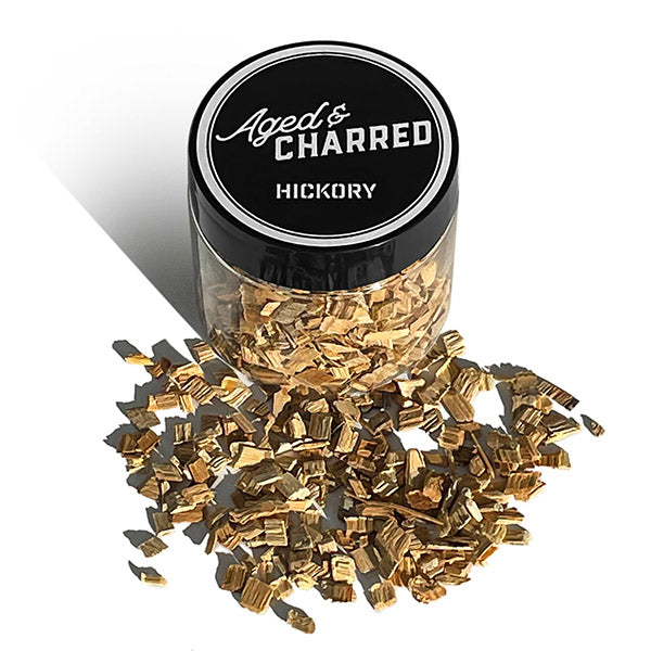Container with hickory wood chips 